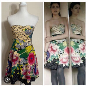 Anthropology Mouliette Seurs Dress 10 Tropics Painted Lotus Silk Floral